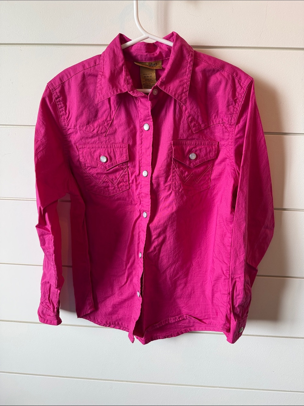 Wrangler Women's Bright Pink Shirt with Gold Label